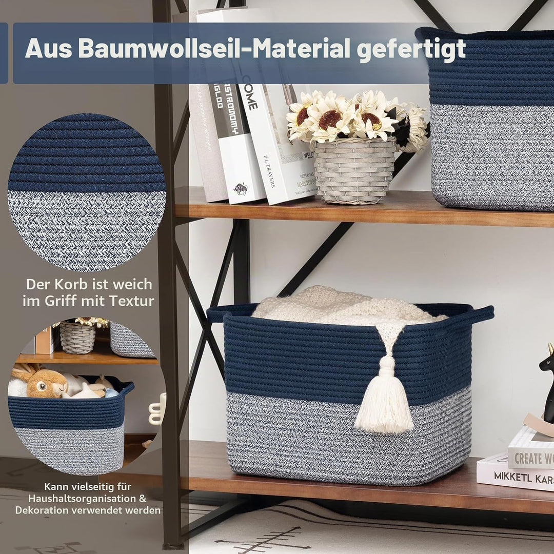 TIMEYARD Aufbewahrungskorb, Wäschekorb Klein, Korb Geflochten, Wäschekorb mit Henkel, Aufbewahrungsk