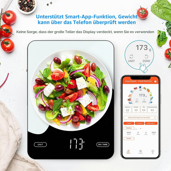Brifit Digitale Küchenwaage 10kg/1g – Präzise Grammwaage mit LED-Display, Tara-Funktion, USB-C Aufla