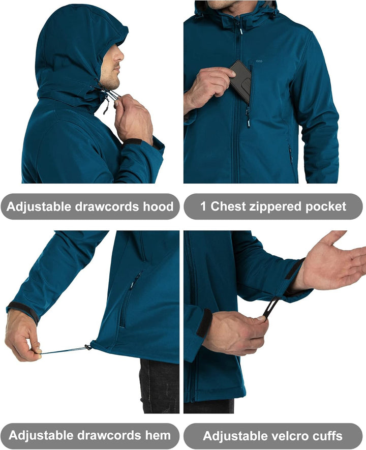 33,000ft Softshelljacke für Herren Wasserdicht Winterjacke Winddicht Warme Fleece Gefüttert Windbrea