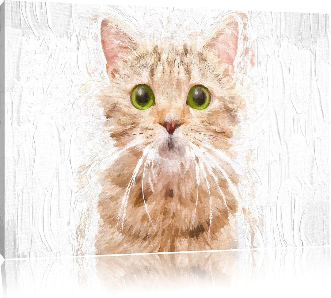 Pixxprint Katze Scottish Straight / 100x70cm Leinwandbild bespannt auf Holzrahmen/Wandbild Kunstdruc