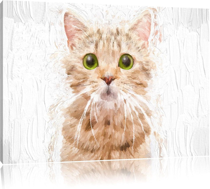 Pixxprint Katze Scottish Straight / 100x70cm Leinwandbild bespannt auf Holzrahmen/Wandbild Kunstdruc