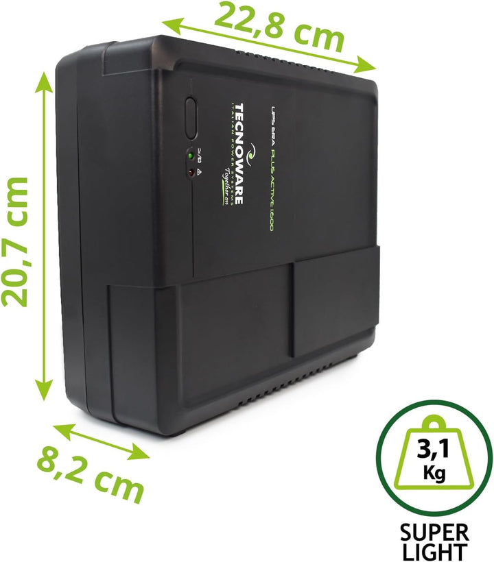 Tecnoware UPS ERA PLUS ACTIVE 1600, Unterbrechungsfreie Stromversorgung 1600 VA, Blackout-Schutz für