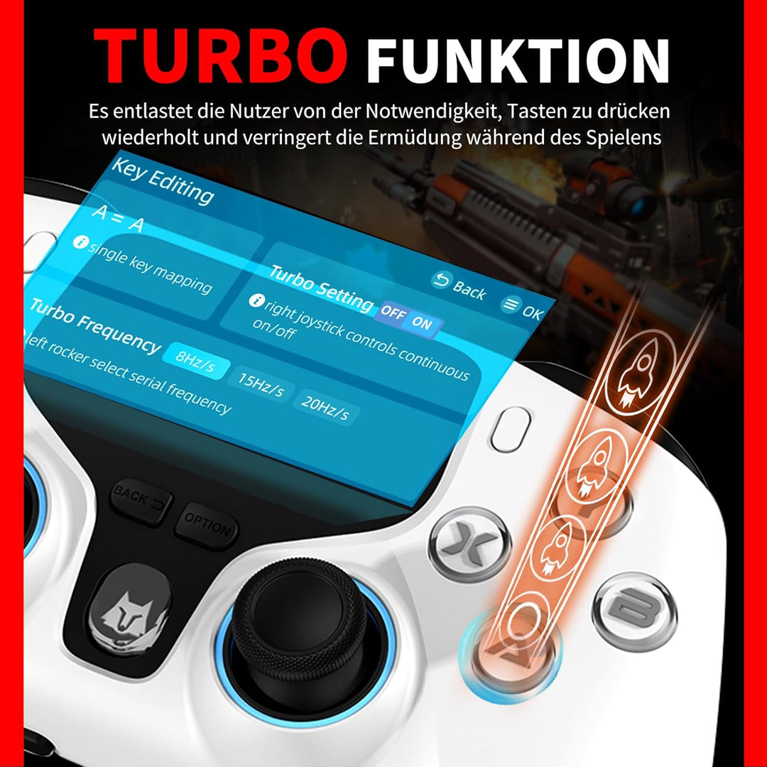 NBCP Wireless Controller für PC mit Display, PC Controller Pro Wireless mit Hall-Jostick/Hall-Trigge