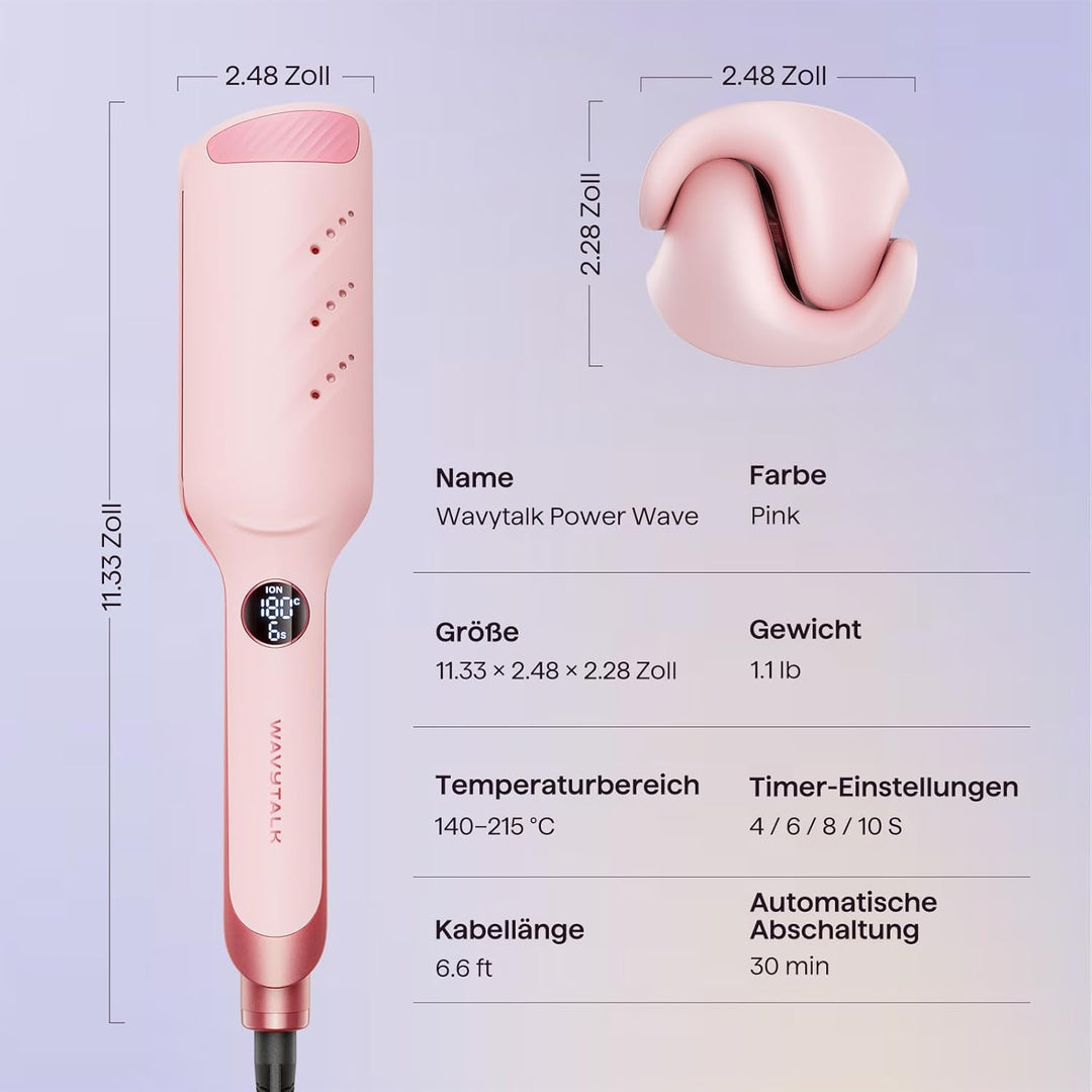 Wavytalk Power Wave Welleneisen Für Haare, Kreppeisen Für Grosse Wellen, Mit Ionenschutz & Belüftung