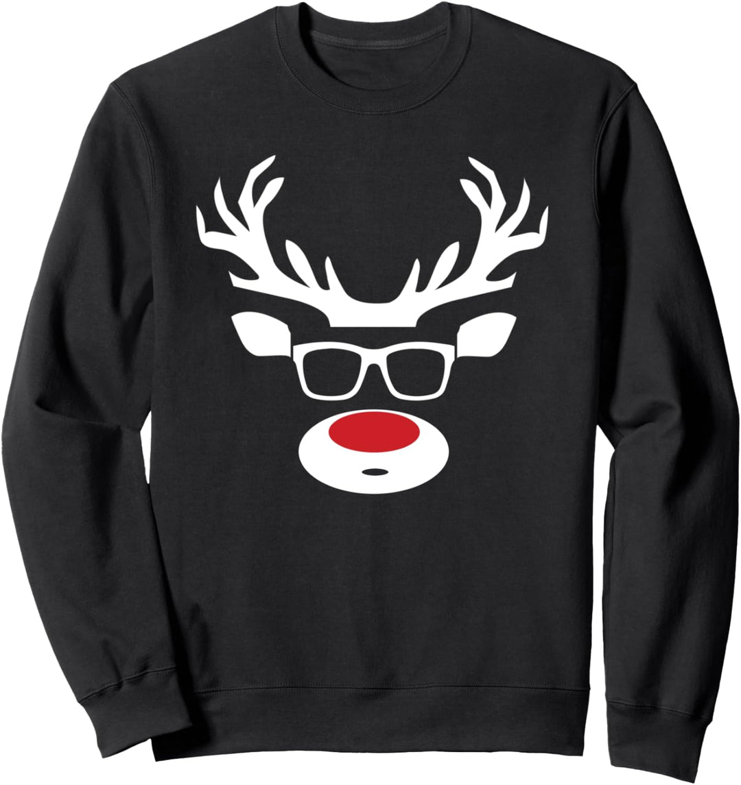 Lustige Santa Weihnachtsbekleidung Rentier Rudolf Weihnachts Sweatshirt