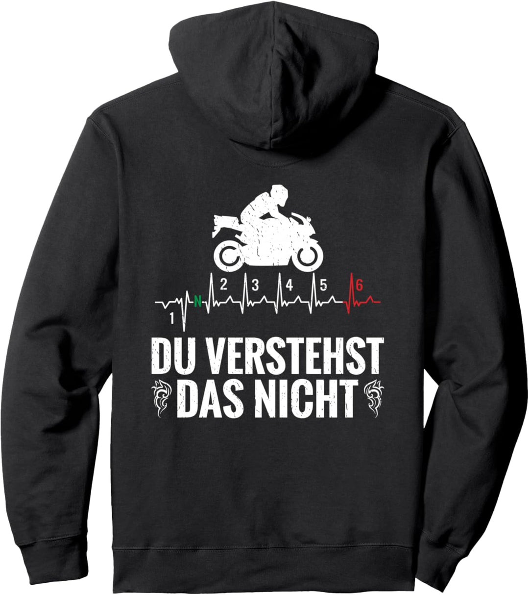 Backprint Du verstehst das nicht Biker und Bikerin Gänge Pullover Hoodie