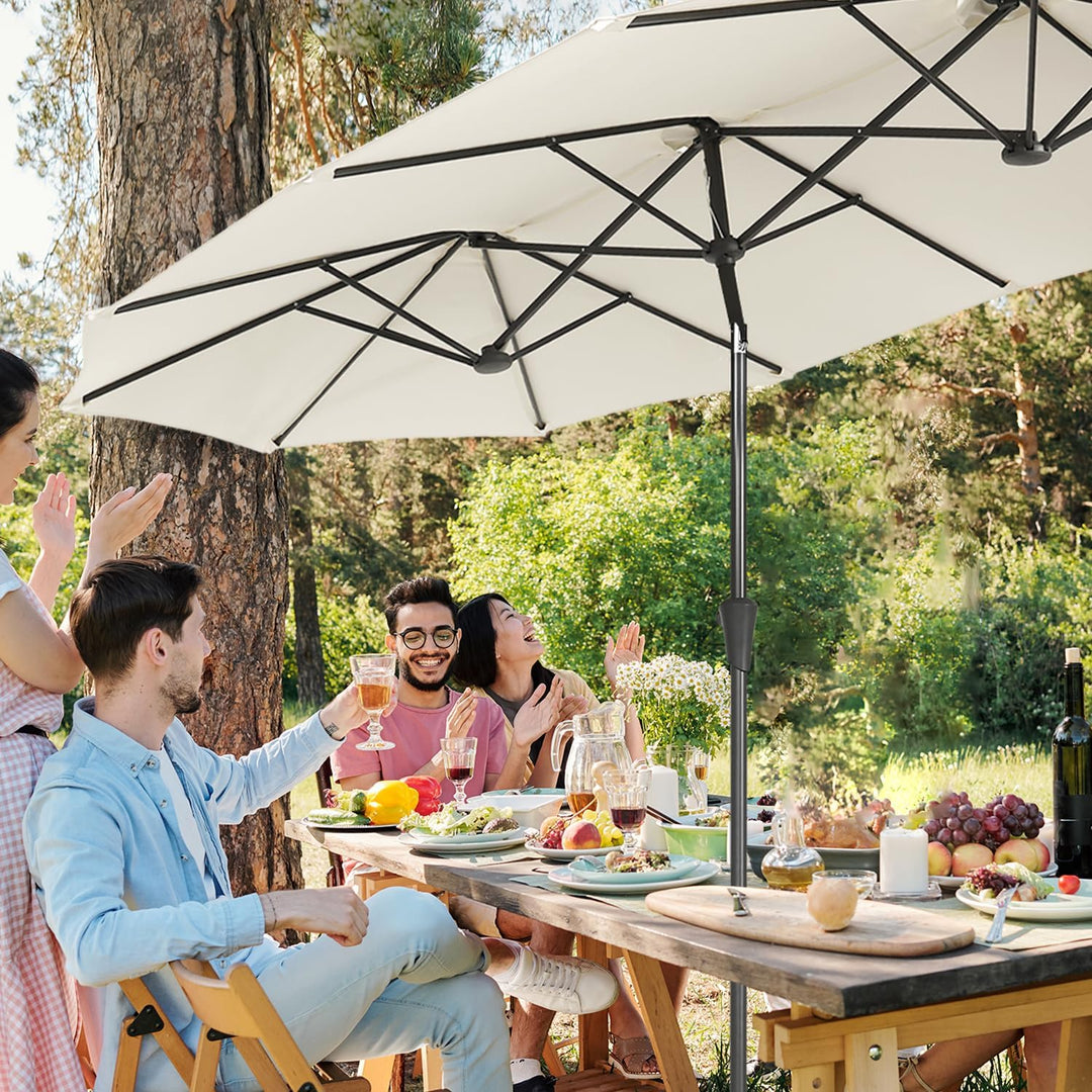 Sekey Doppelsonnenschirm mit Kurbel, UPF 50+ Sonnenschutz, XXL Garten-Sonnenschirm für Terrasse, Bal