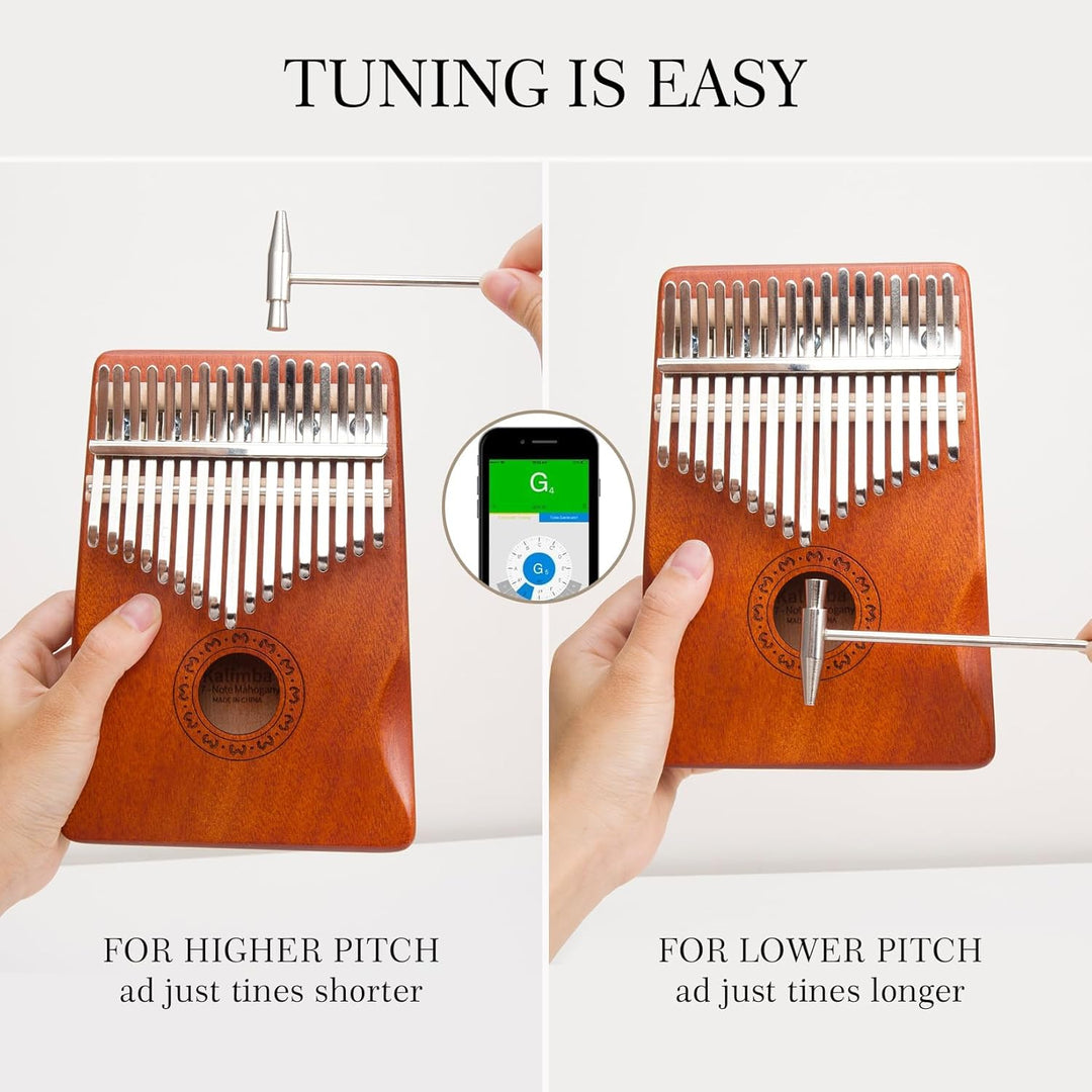 Kalimba Daumenklavier 17 Tasten, Fingerpiano Mbira Tragbare Musikinstrumente für Erwachsene Anfänger
