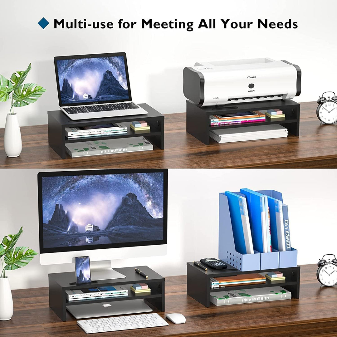 BONTEC Monitorständer, Unterbau Bildschirm, PC Bildschirm Ständer mit Handyhalter, Ergonomischem Lap