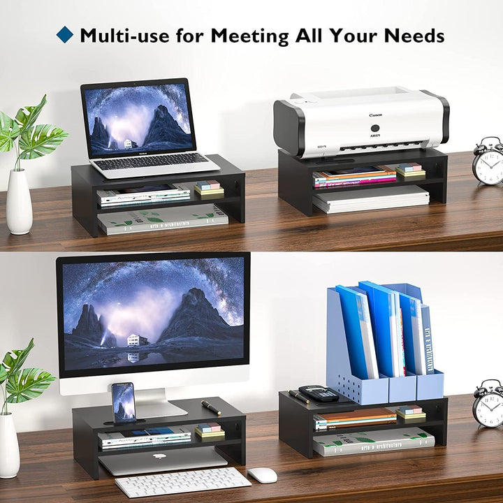 BONTEC Monitorständer, Unterbau Bildschirm, PC Bildschirm Ständer mit Handyhalter, Ergonomischem Lap