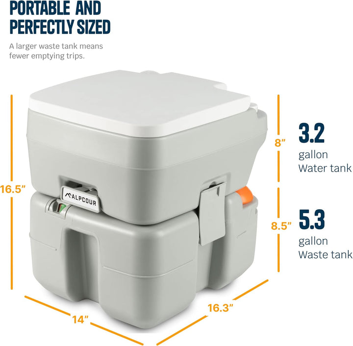 Alpcour Tragbare Toilette – Kompakter Toilettenstuhl für drinnen und draussen mit Reisetasche für Ca