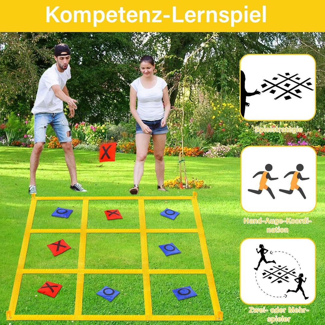 Riesiges Tic Tac Toe, Sitzsack-Wurfspiele für Kinder und Erwachsene, Outdoor-Spielset, Nylon, Gelb,