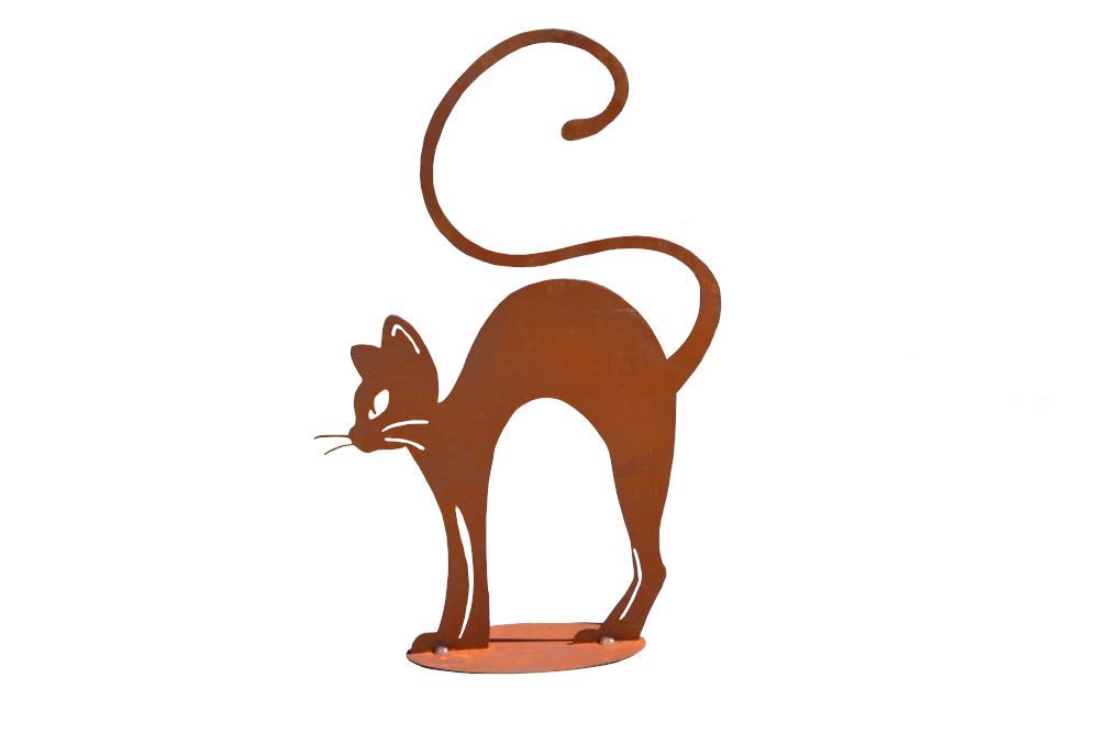 Ferrum Elegantes Kätzchen buckelnd Katze Metall Edelrost Rost Rostfigur Deko Dekoration Deko-Idee De