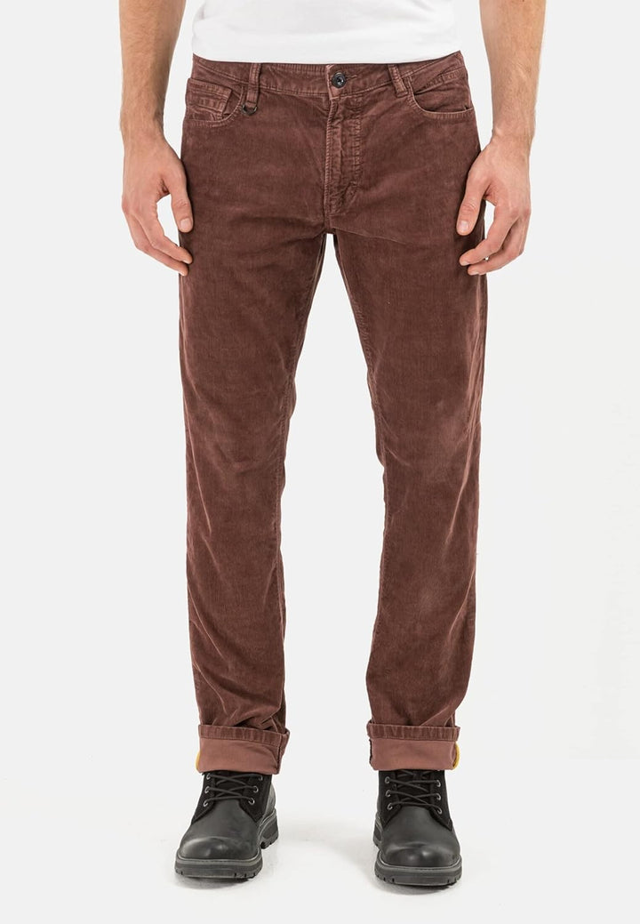 camel active Herren Regular Fit Hose Houston mit Struktur Jeans 31W / 34L Dunkelrot, 31W / 34L Dunke