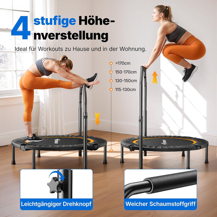 MERACH Mini Trampolin - 102cm/122cm Fitness Trampolin Faltbar, Maximale Belastung 150 KG, Trampoline