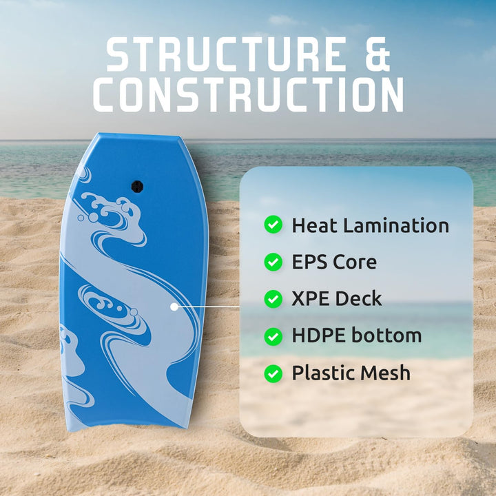 Breeze 104,1 cm Bodyboard – Leichtes EPS-Core-Bodyboard mit IXPE-Deck, HDPE Slick Bottom, Halbmondsc