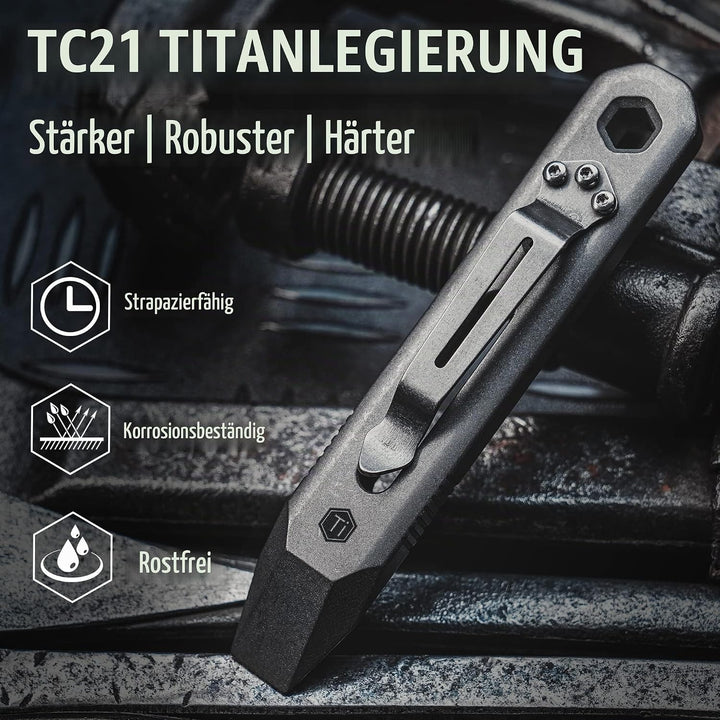 KeyUnity KR00 Titanium EDC Brecheisen-Multiwerkzeug mit Schraubendreher und Taschenclip