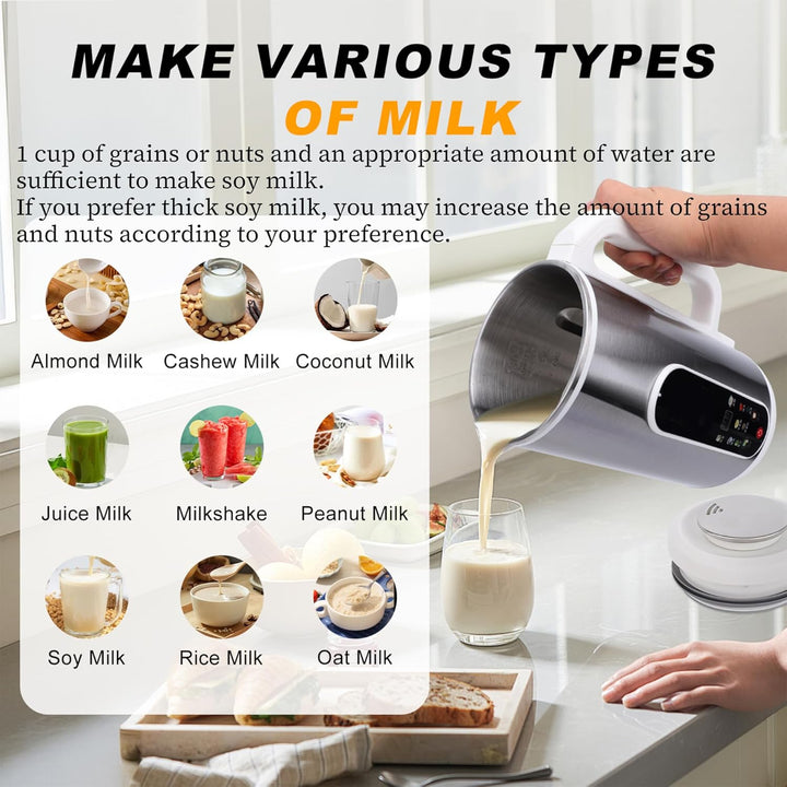 Gugxiom Pflanzenmilchbereiter, 1200 ml Automatische Nussmilch Maschine, Sojamilch Maschine, für Selb