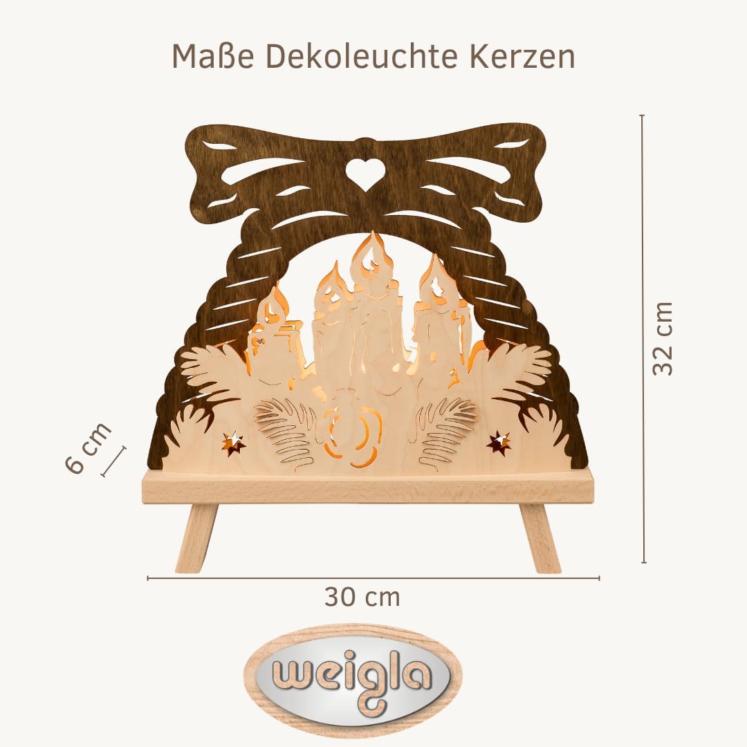 weigla - Standleuchte Kerze - Dekoleuchte - Erzgebirge original - E14-7 Watt - Weihnachtsdekoration