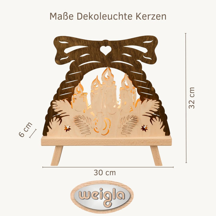 weigla - Standleuchte Kerze - Dekoleuchte - Erzgebirge original - E14-7 Watt - Weihnachtsdekoration