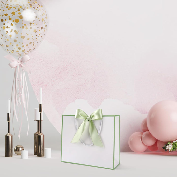 Geschenktüte mit Schleife,Geschenktüte Weiss,Geschenktaschen für Geburtstag, Hochzeit, Festivalfeier