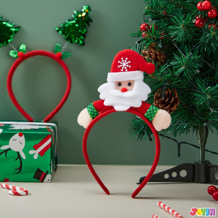 JOYIN 12 Packungen Weihnachts-Stirnbänder mit verschiedenen Designs, Weihnachts-Kopfbedeckungen, Fei