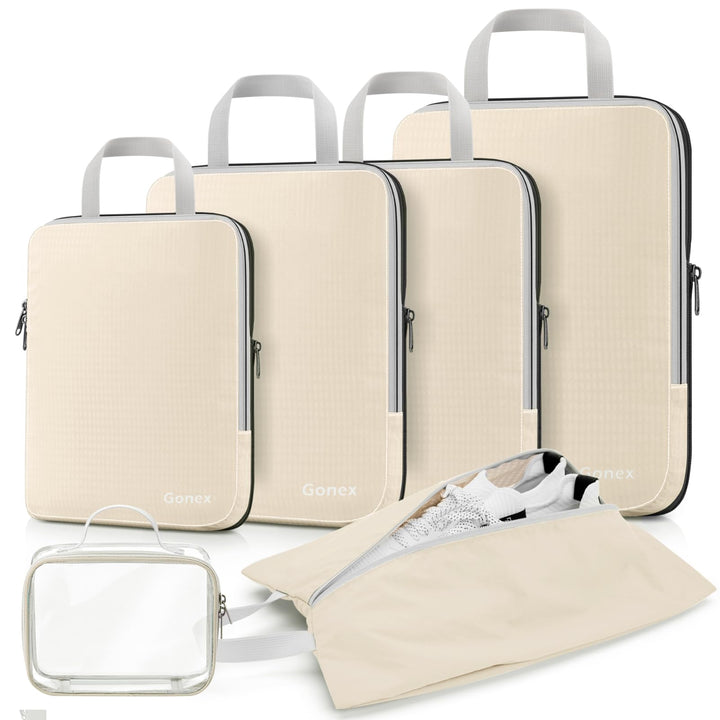 Gonex Compression Packing Cubes 6er Set, Gonex Kleidertaschen 6-teilig Verpackungswürfel, Kleidertas