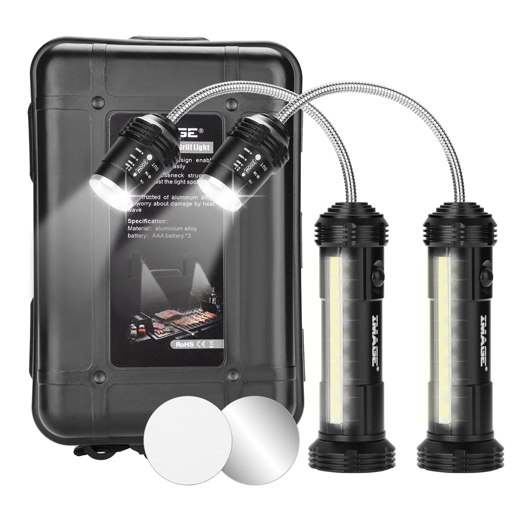 IMAGE Grill Licht 2 Stück magnetische Grilllampe mit Seitenleuchte 360° drehbare LED Beleuchtung für