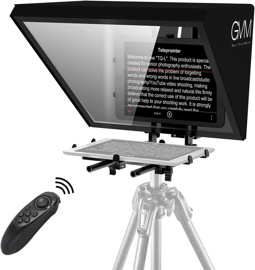 GVM Teleprompter für Tablet DSLR Kamera Smartphone, Tragbares 18'' Teleprompter Kit mit Fernbedienun