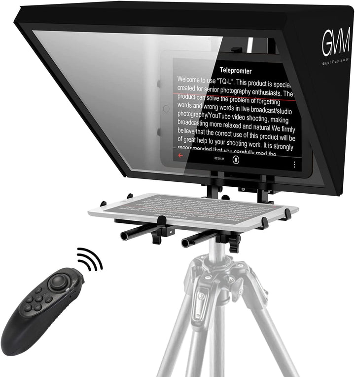 GVM Teleprompter für Tablet DSLR Kamera Smartphone, Tragbares 18'' Teleprompter Kit mit Fernbedienun