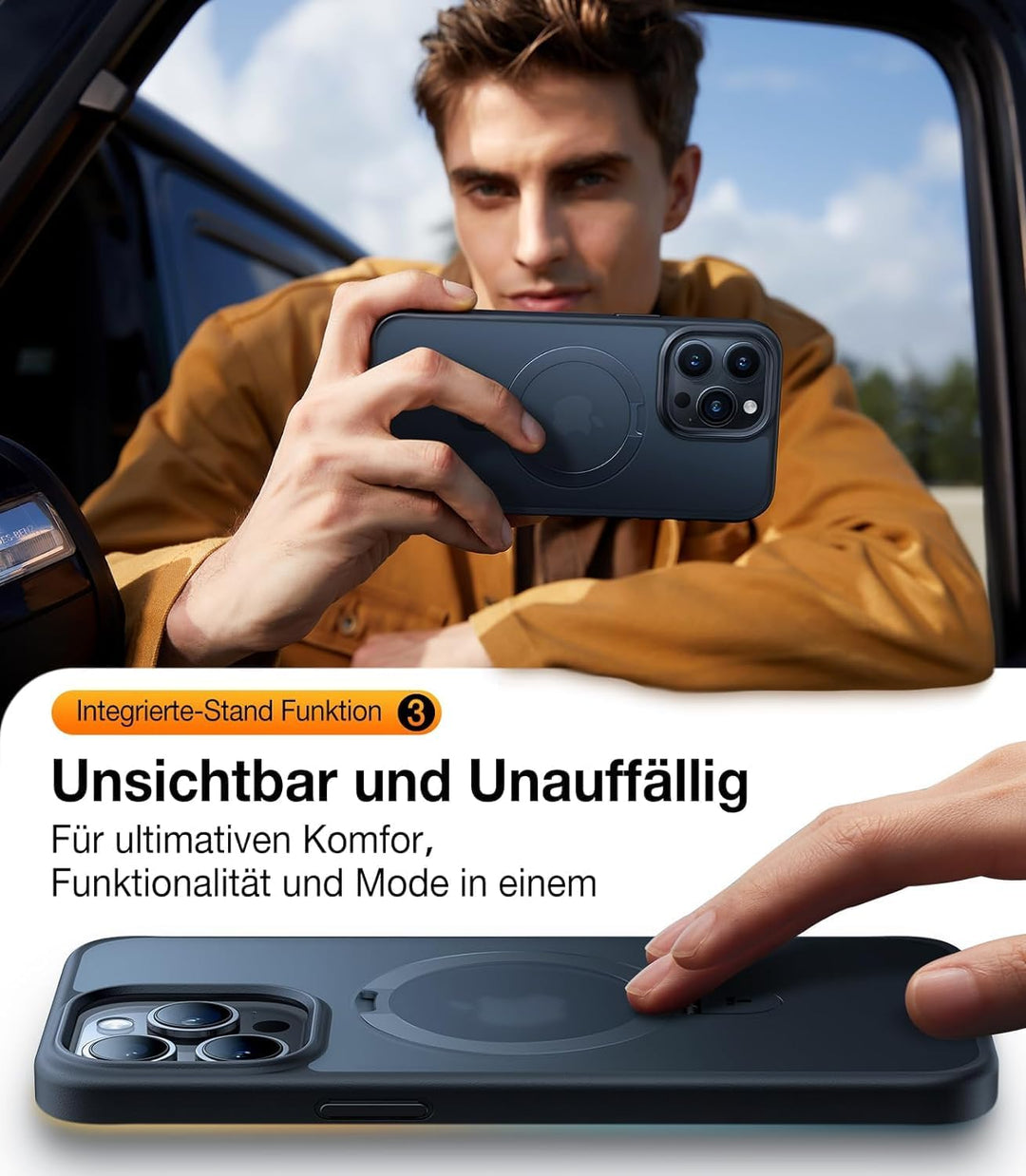 TORRAS Ostand All-in-One für iPhone 15 Pro Max Hülle für MagSafe (Stärkste Magnetkraft, Unsichtbarer