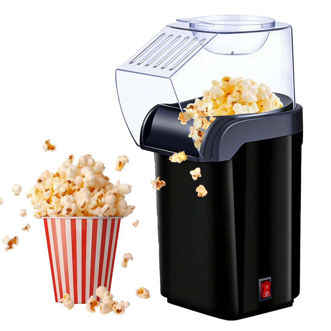 Heissluft Popcornmaschine - 1200W Mini Heissluft Popcorn Maker Ohne Öl Fett, 3 Min Schnellstart, One