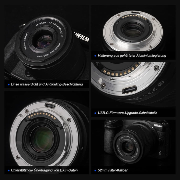 VILTROX 25mm F1.7 Air FE Pocket Dispo Objektiv AF F/1.7 E-Mount Portable Shot für Sony Einsteigerobj