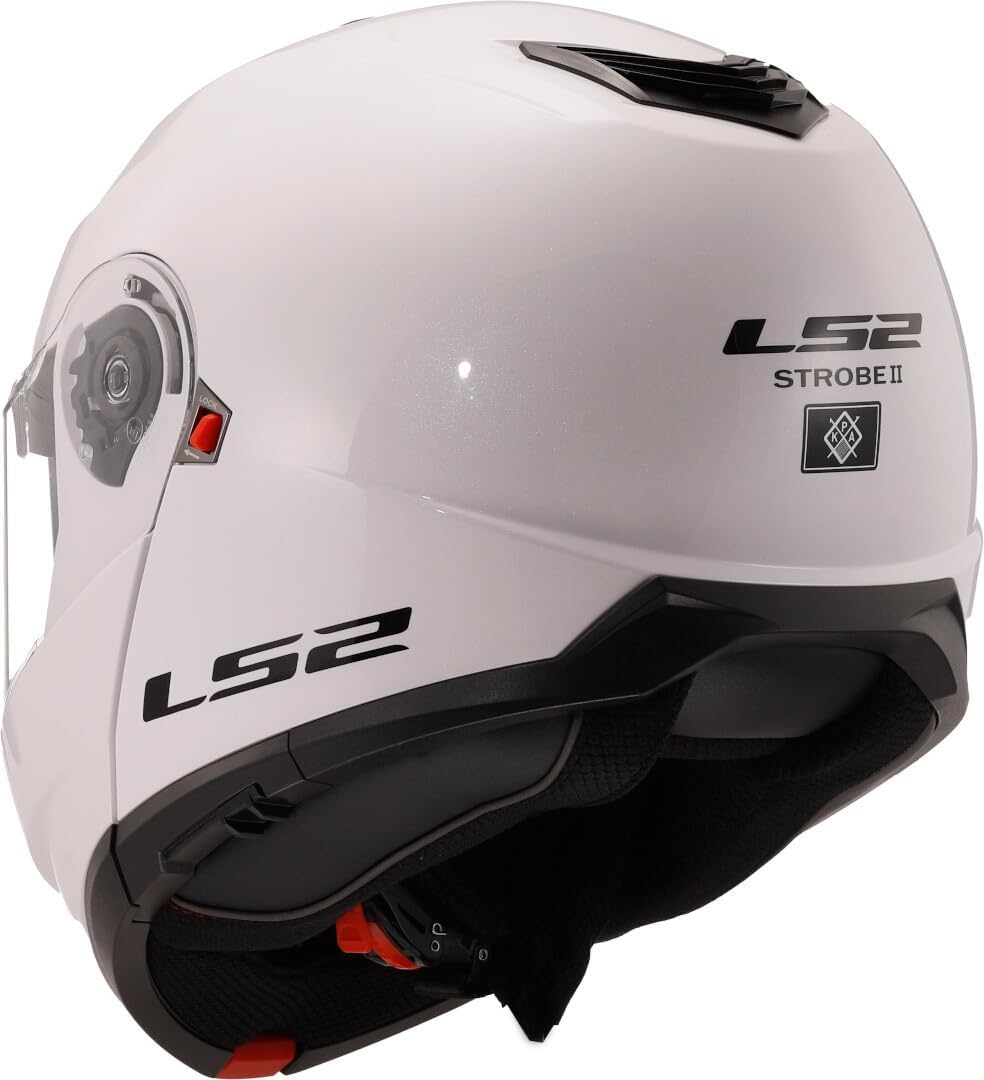 LS2, Casque modulable Moto Strobe II Gloss White, XXL BLANC XXL, BLANC XXL
