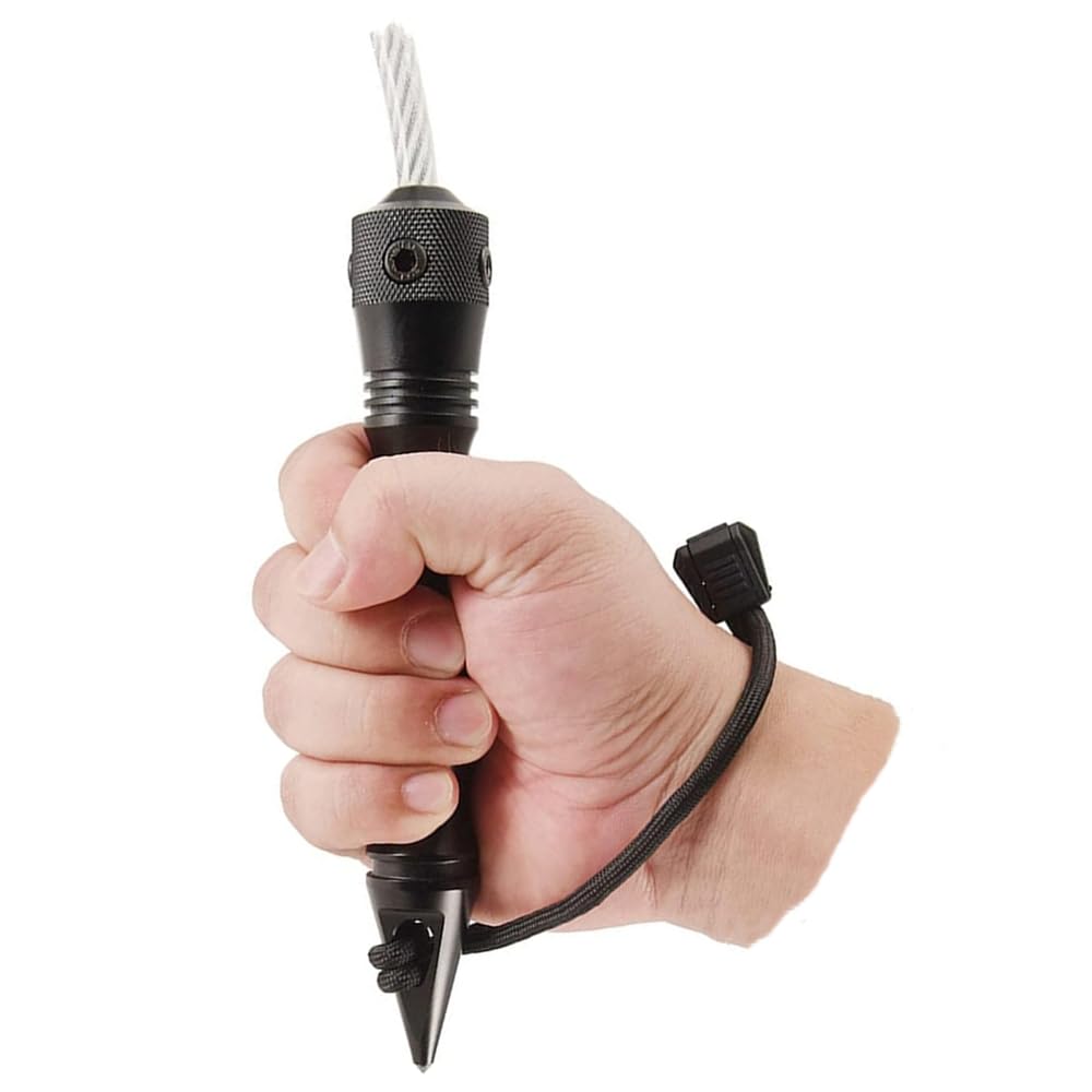 Survival Gross ++ Kubotan mit Whip | Selbstverteidigung | Fensterbrecher Punch mit PU-Leder Aufbewah