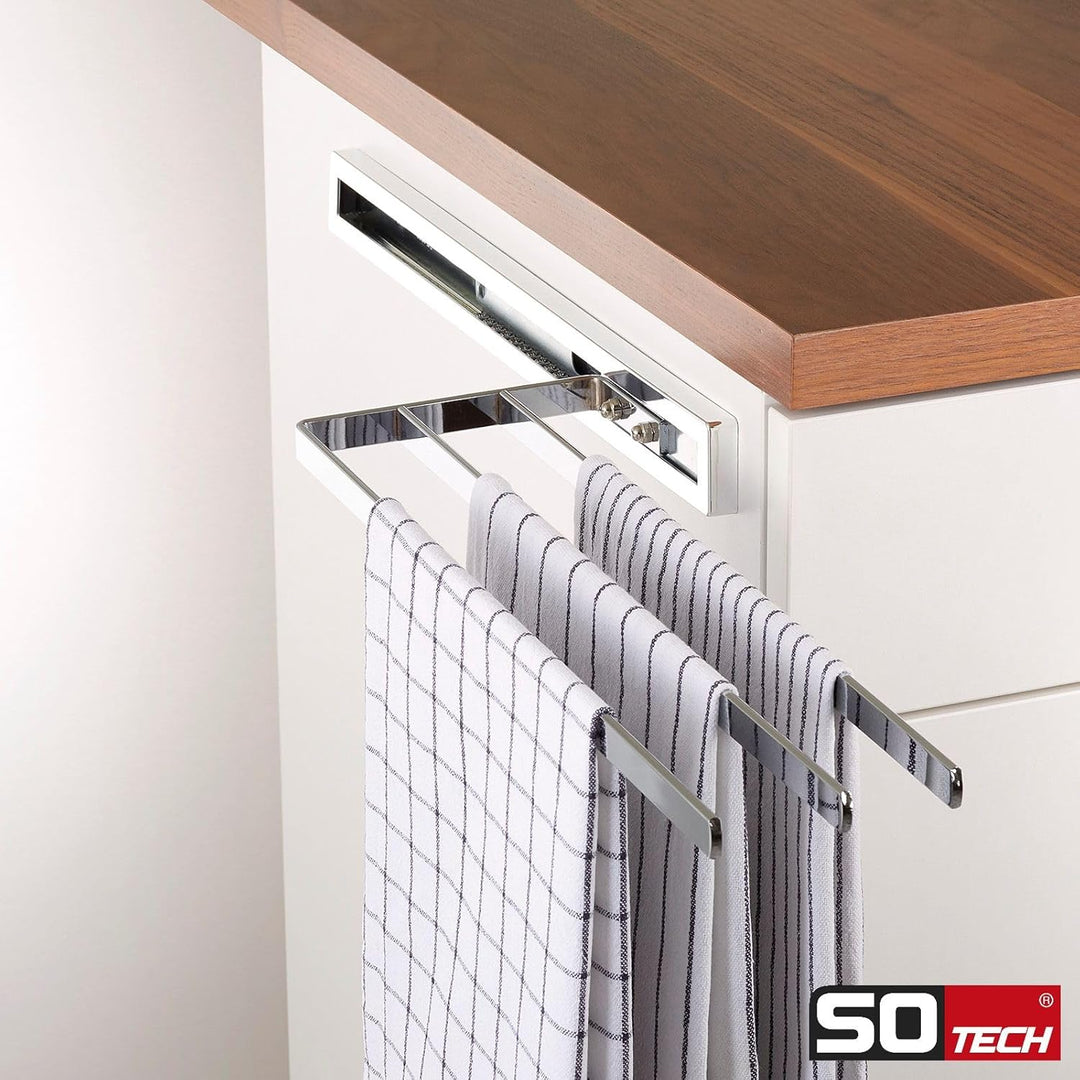 2 Stück SO-TECH® Handtuchauszug Elegance Chrom 3-armig 415 mm eingeschoben, 715 mm ausgezogen Handtu