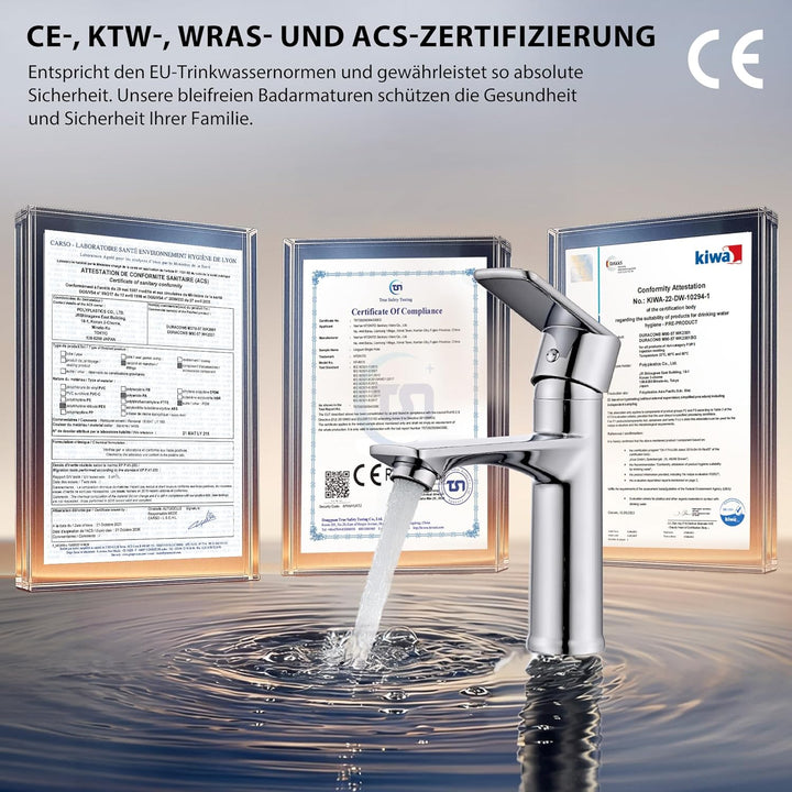 HOMELODY Wasserhahn Bad Chrom Waschtischarmatur Bad Armatur Mischbatterie Waschbeckenarmatur Einhebe