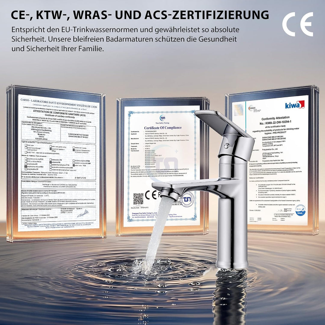 HOMELODY Wasserhahn Bad Chrom Waschtischarmatur Bad Armatur Mischbatterie Waschbeckenarmatur Einhebe