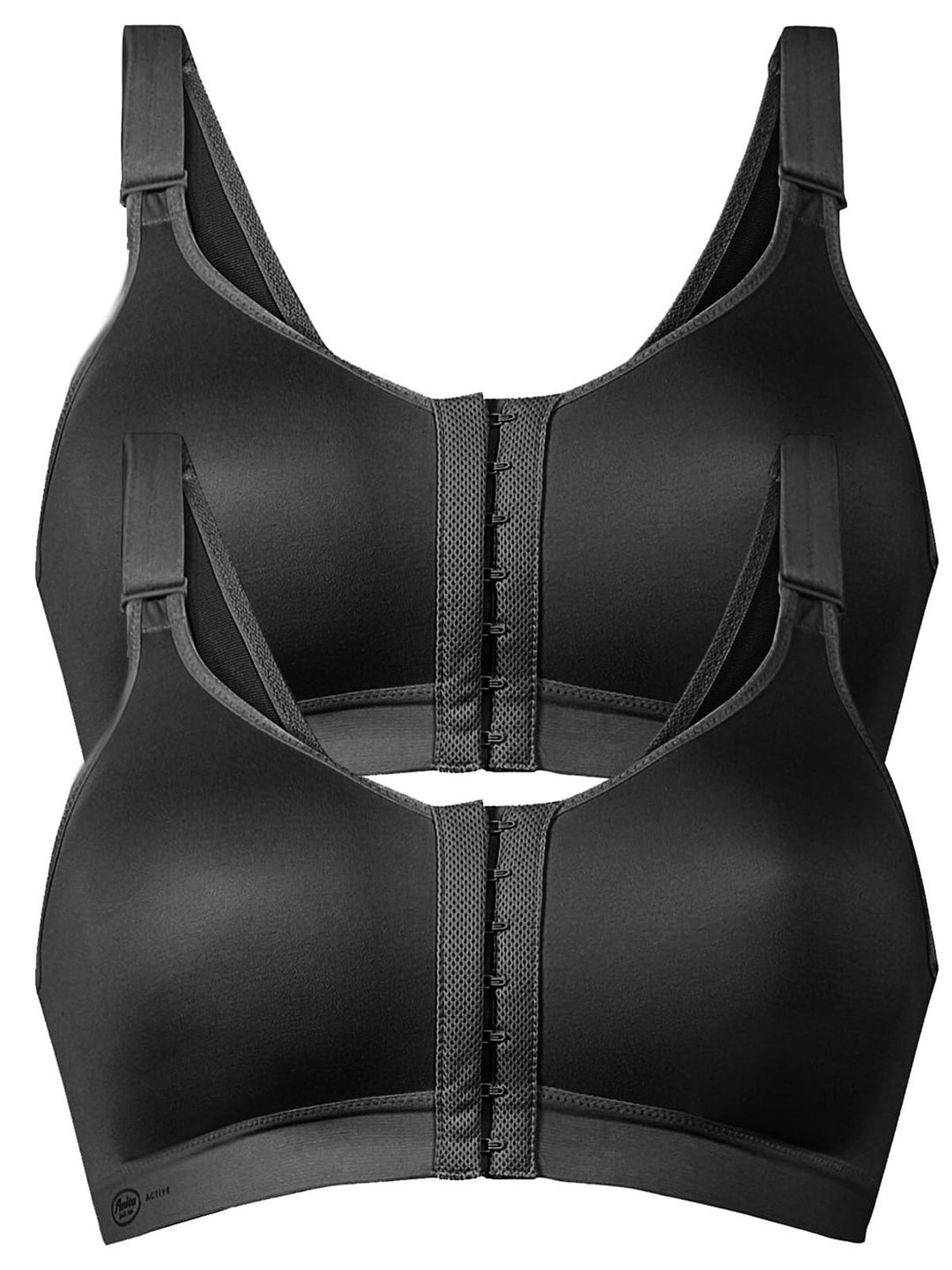 Anita 2er Pack Sport-BH Frontline Open 5523 Gr. 70-100 A-E 65A Schwarz/Schwarz, 65A Schwarz/Schwarz