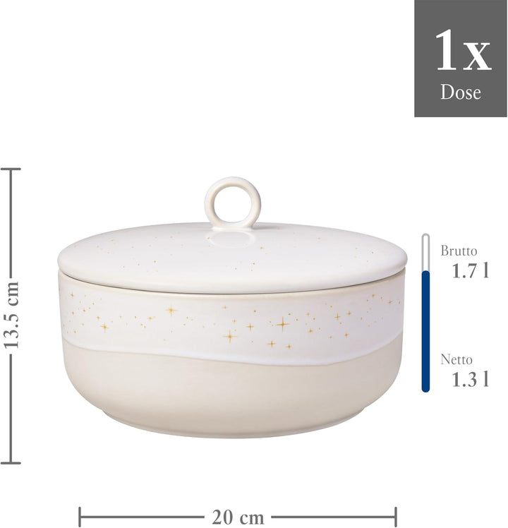 like. by Villeroy & Boch - Winter Glow Dose Rund Beige, Mikrowellensicher, Winterliche Gebäckdose, V