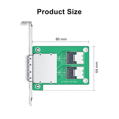 10Gtek SAS Adapter 2X Internal SFF-8087 to 2X External SFF-8088 Slot 8087 Slot to 8088 Slot, 8087 Sl