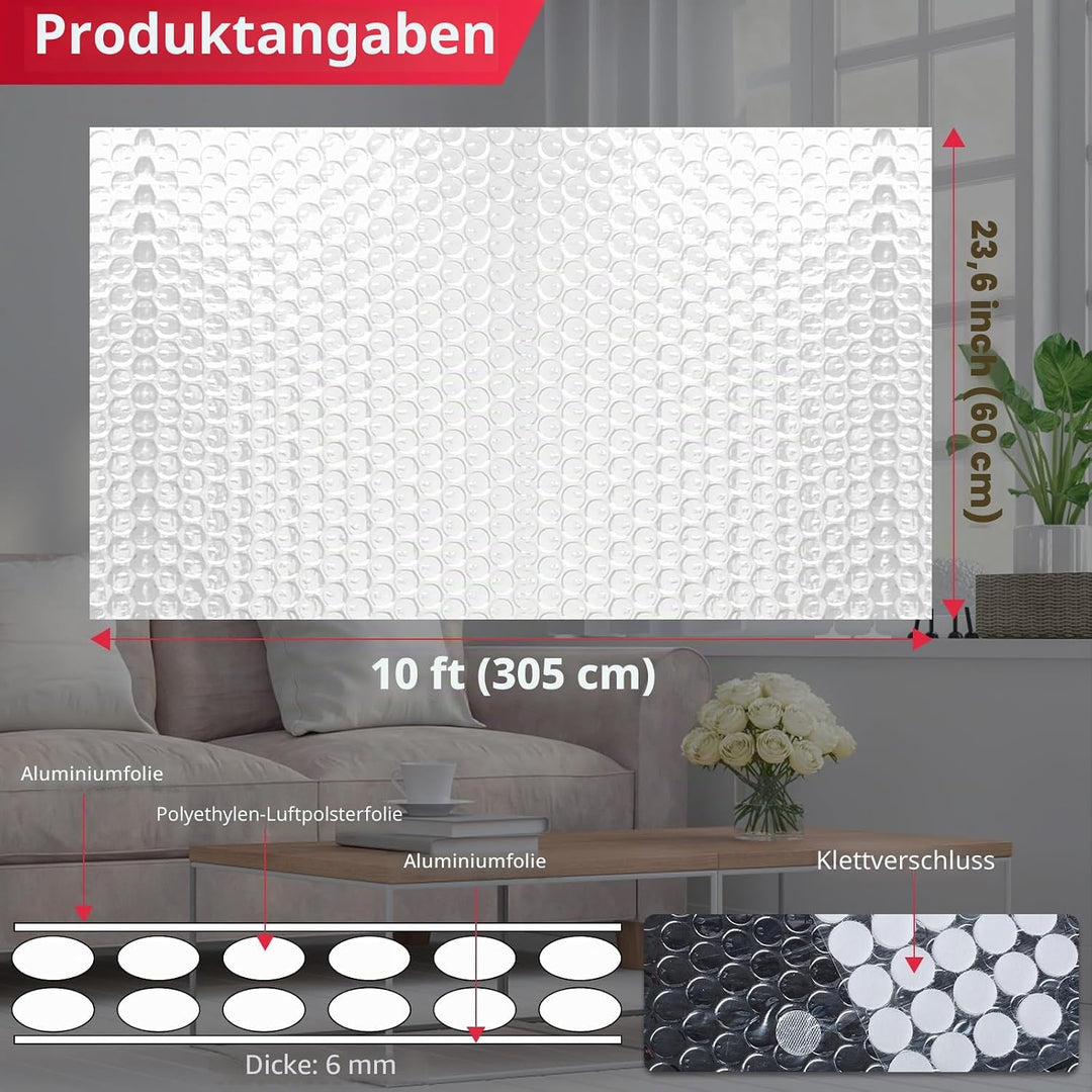 6mm reflektierendes einlagiges Blasen-Isolierung, 60,9cm × 3m doppelseitiges Aluminiumfolien-Isolier