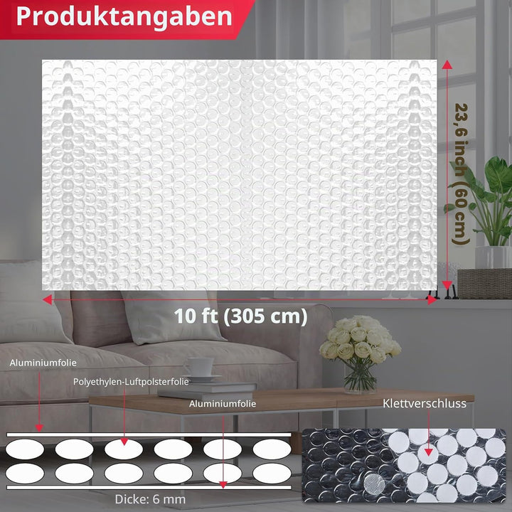 6mm reflektierendes einlagiges Blasen-Isolierung, 60,9cm × 3m doppelseitiges Aluminiumfolien-Isolier