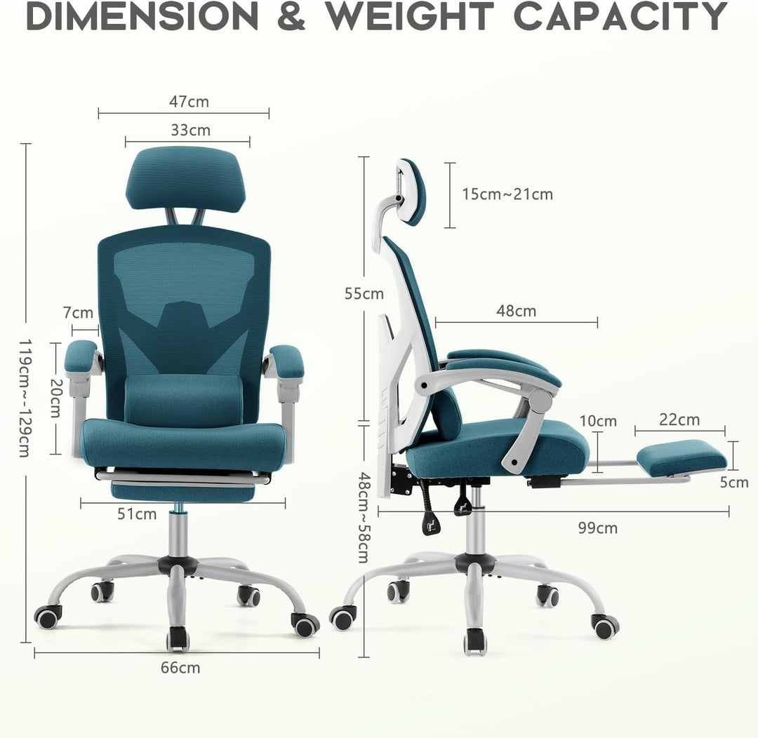 DUMOS Bürostuhl Ergonomisch - Ein Schreibtischstuhl mit Komfortarmlehnen, Ausgestattet mit Einer Beq