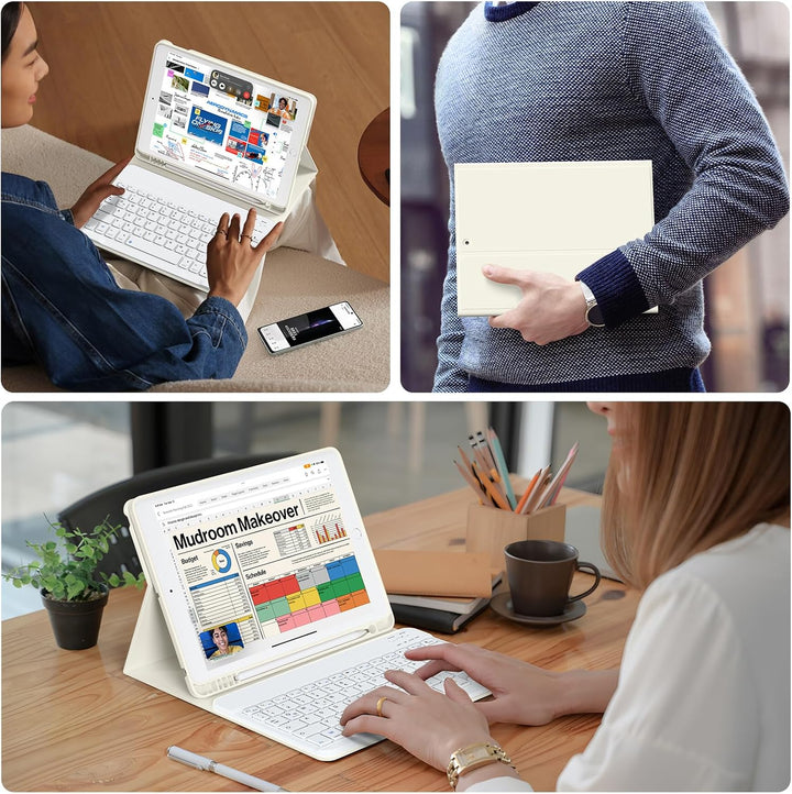Tastatur Hülle für iPad 10.2 Zoll (9./8./7. Generation - 2021/2020/2019), Soft TPU Rückseite Gehäuse