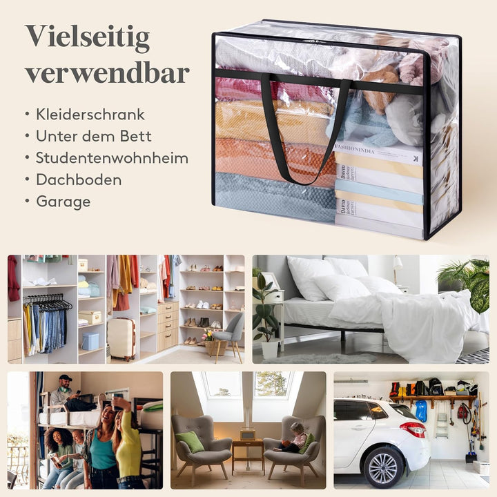 Lifewit Storage 4 Stück Transparente Plastik Aufbewahrungstasche, 95L Kleiderschrank Organizer Aufbe