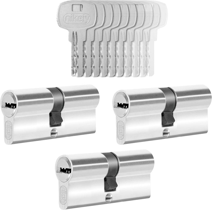 GERCAR 3x Schliesszylinder gleichschliessend 3 Profilzylinder 45/45 inkl. 15 Schlüssel - 90 mm - Dop