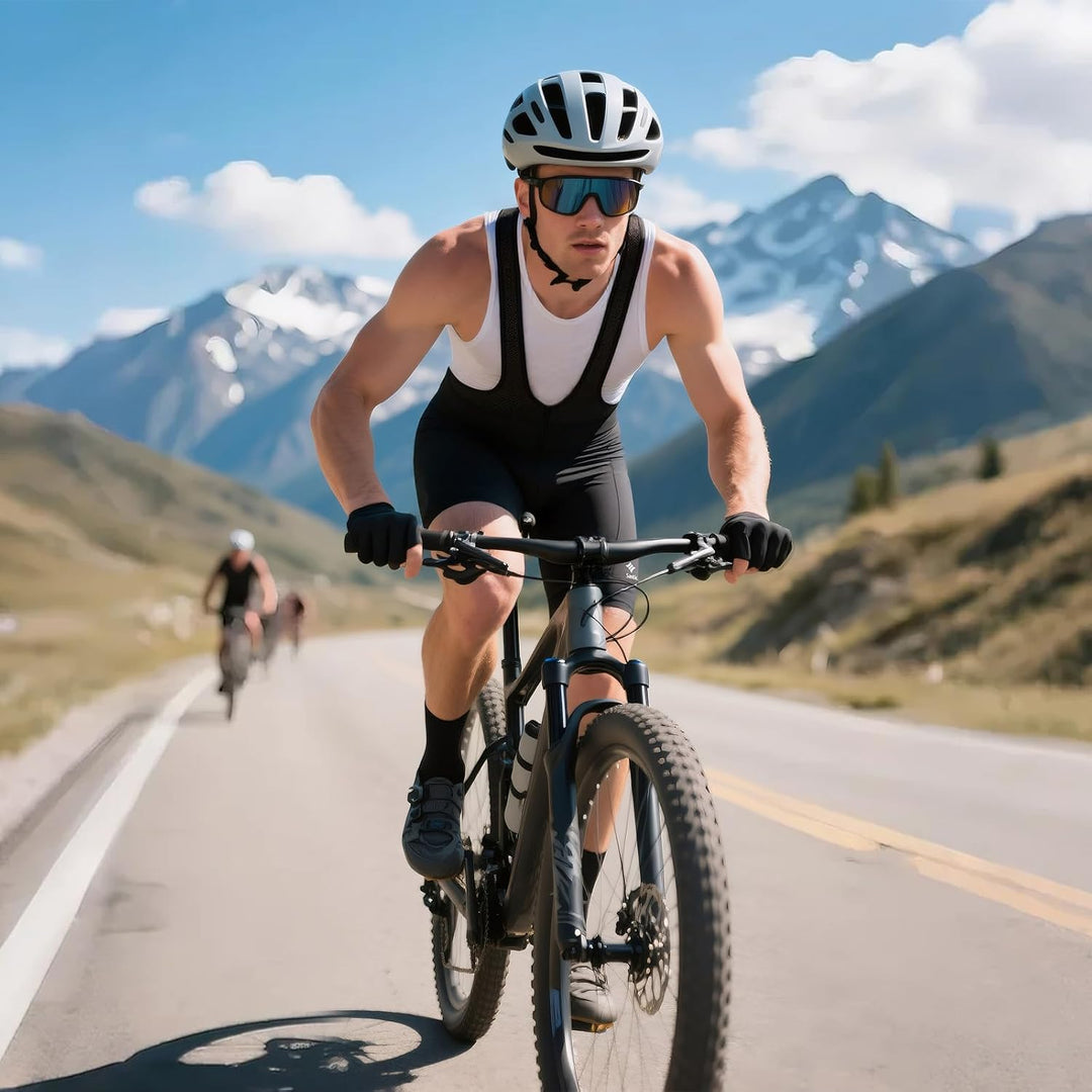 Herren Fahrradhose Kurz Trägerhose Fahrrad mit Sitzpolster Radhose Radlerhose, S