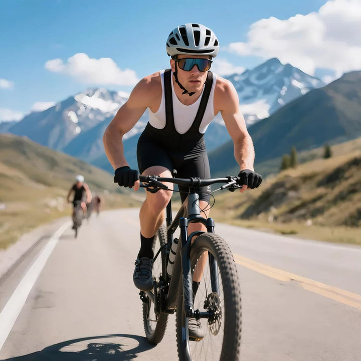 Herren Fahrradhose Kurz Trägerhose Fahrrad mit Sitzpolster Radhose Radlerhose, S