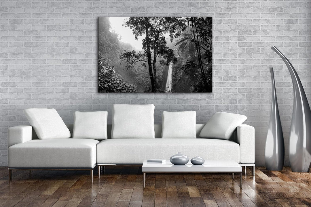 deyoli Wasserfall im tropischem Regenwald Effekt: Schwarz/Weiss Format: 60x40 als Leinwand, Motiv fe